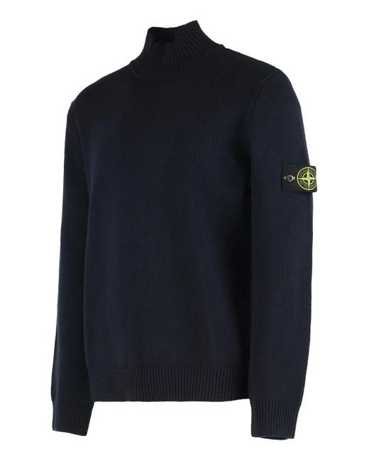 Stone Island Blue Turtleneck Sweater for men