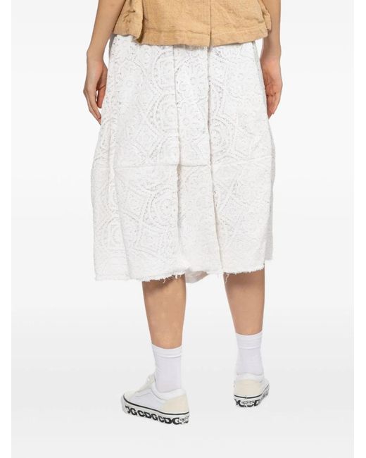 Comme des Garçons White Cotton Midi Skirt