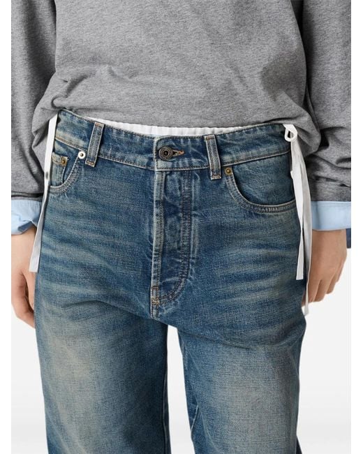 Miu Miu Blue Straight Leg Cotton Denim Five Pocket Jeans
