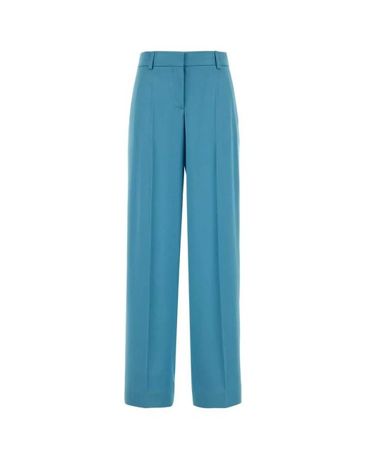 Stella McCartney Blue Satin Dropped Waist Straight Wide Leg