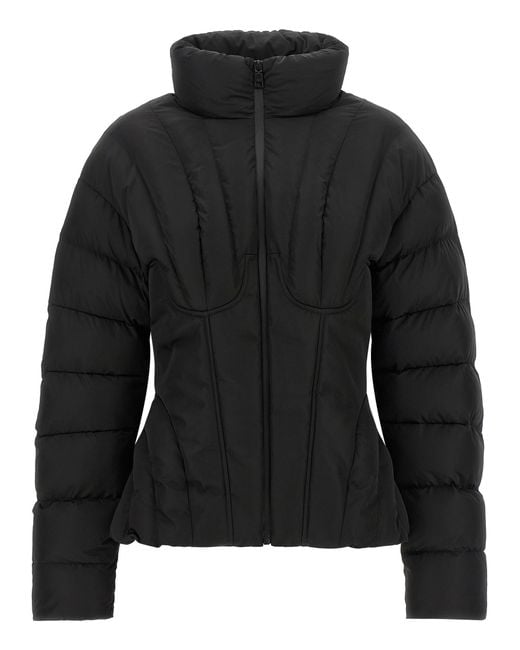 Elisabetta Franchi Black Bustier Quilted Down Jacket