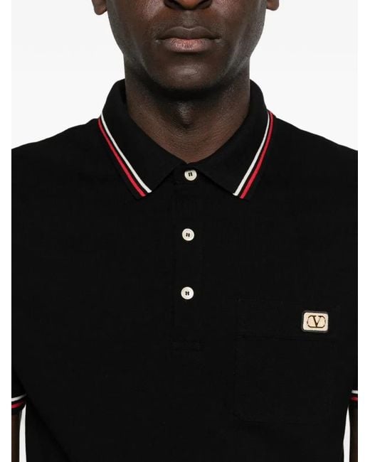 Valentino Garavani Black Polo Shirt With Vlogo Patch for men