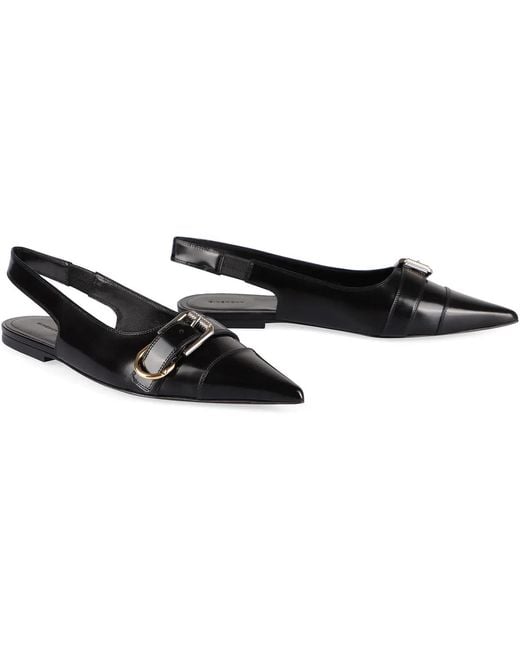 Givenchy Black Voyou Leather Slingback Flats