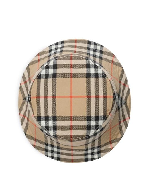 Burberry Natural Bucket Hat With Checkered Pattern for men