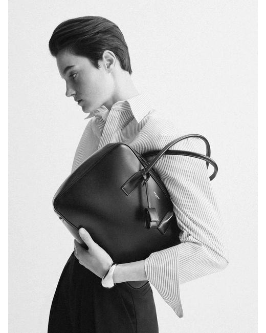 Saint Laurent Black Calf Skin Shoulder Bag