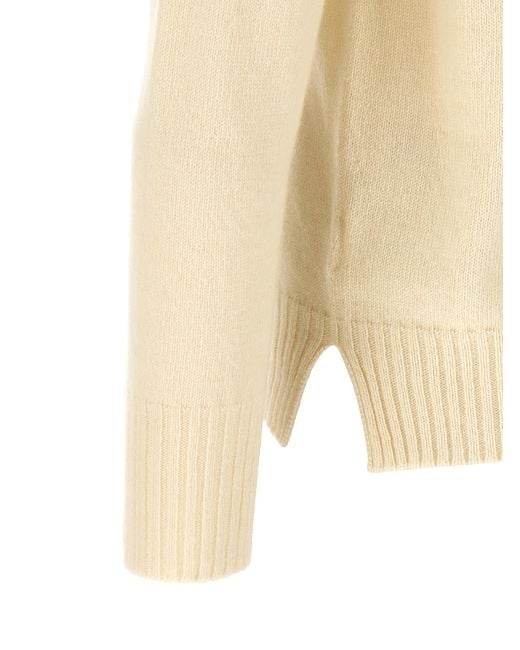 Ma'ry'ya Natural Crew-Neck Sweater With Slits for men