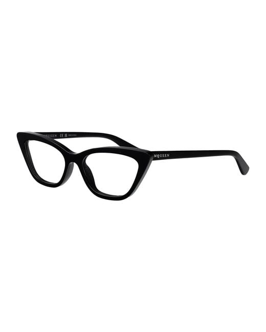 McQueen Black Transparent Acetate Glasses