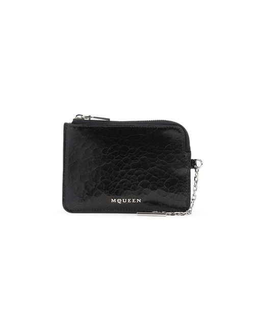 McQueen Black Leather Card Holder