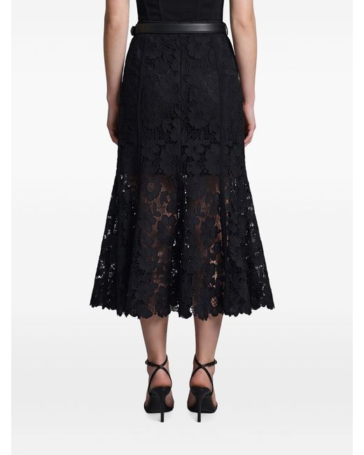 Self-Portrait Black Lace Midi Skirt