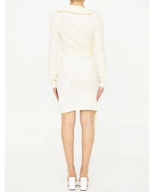 Off-White c/o Virgil Abloh White Off Viscose Crêpe Draped Dress