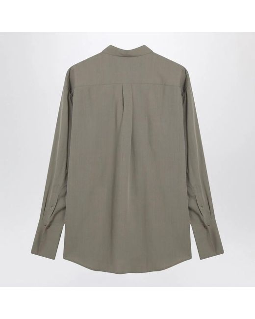 Totême Gray Taupe Wool-Blend Shirt