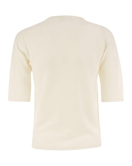 Fabiana Filippi White Virgin Wool Jumper With Micro Sequins