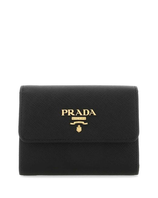 Prada Black Small Leather Continental Wallet