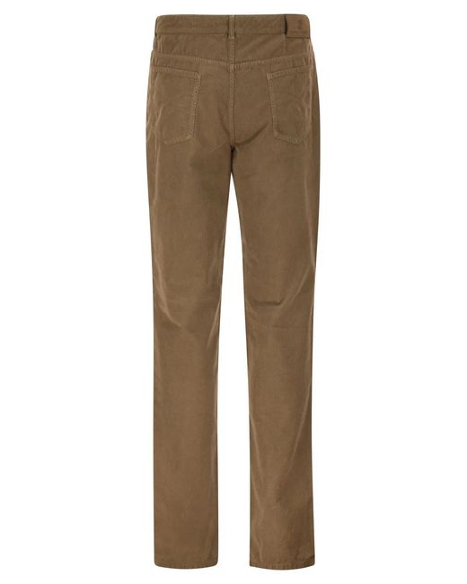 Brunello Cucinelli Natural Five-Pocket Cotton Corduroy Trousers for men