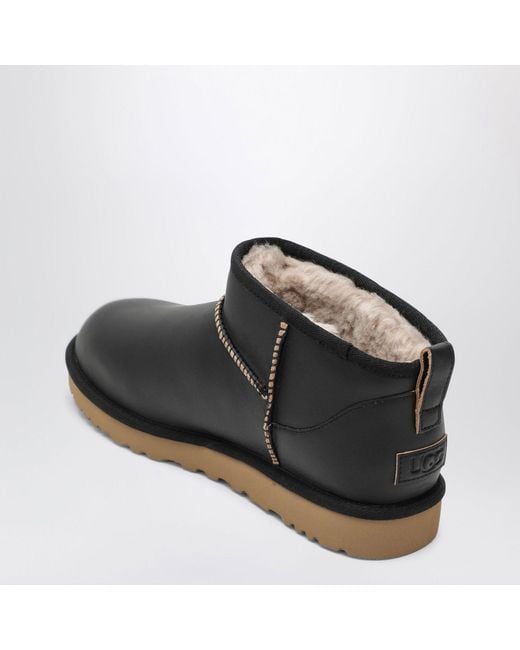 Ugg Black Classic Ultra Mini Contrast Leather Boots for men