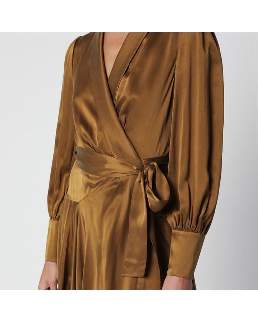 Zimmermann Brown Khaki Silk Wrap Mini Dress