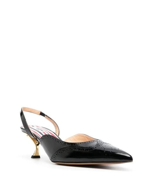 Thom Browne Black Calf Leather Pointed-Toe Pumps