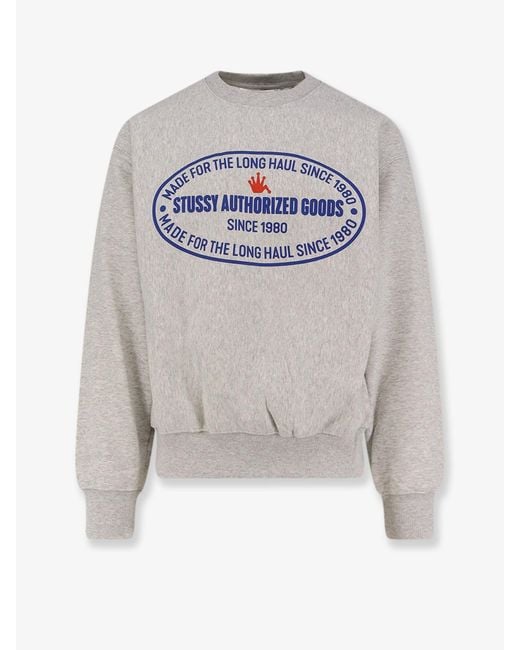 Stussy Gray Authorized Crew Cotton Blend Sweatshirt for men