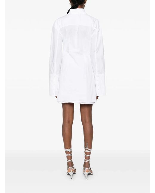 ROTATE BIRGER CHRISTENSEN White Knotted Shirt Dress