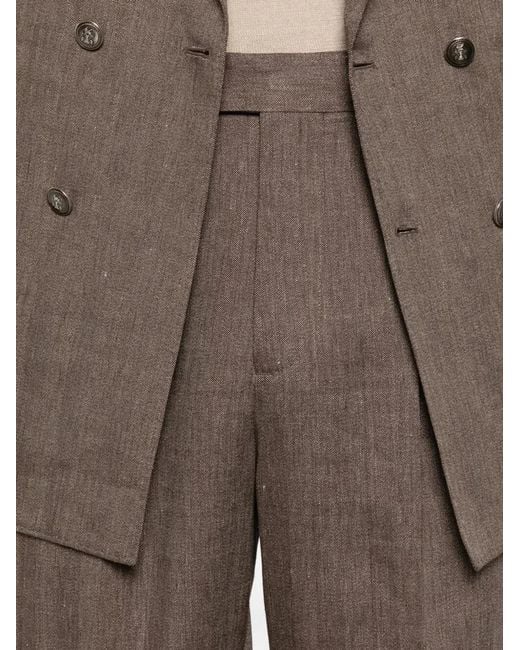 Brunello Cucinelli Brown Linen And Virgin Wool Chevron Leisure Suit for men