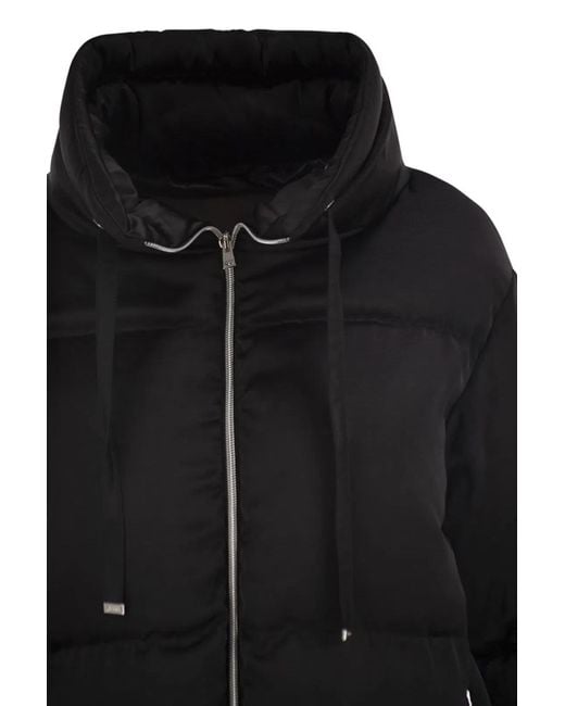 Herno Black High-Neck Down Jacket With Drawstring Collar