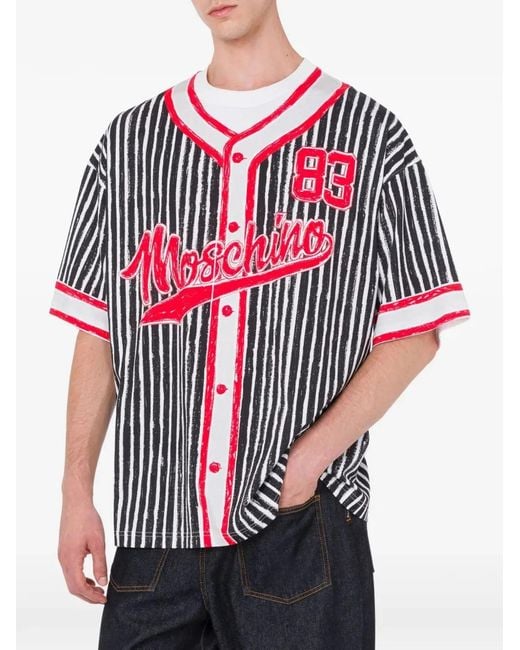 Moschino Couture Red Striped-Print Cotton T-Shirt for men