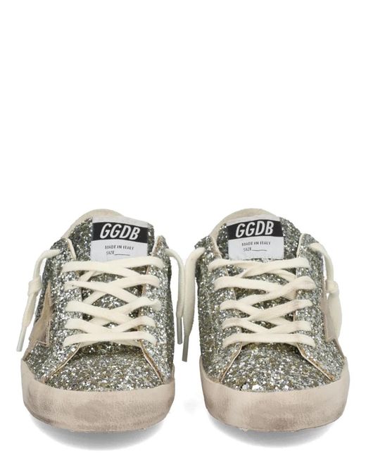 Golden Goose Deluxe Brand White Glitter Super-Star Sneakers