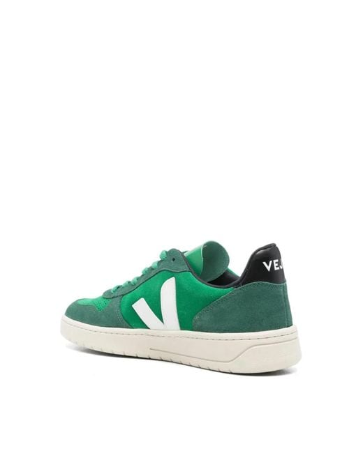 Veja Green V-10 Suede Sneakers
