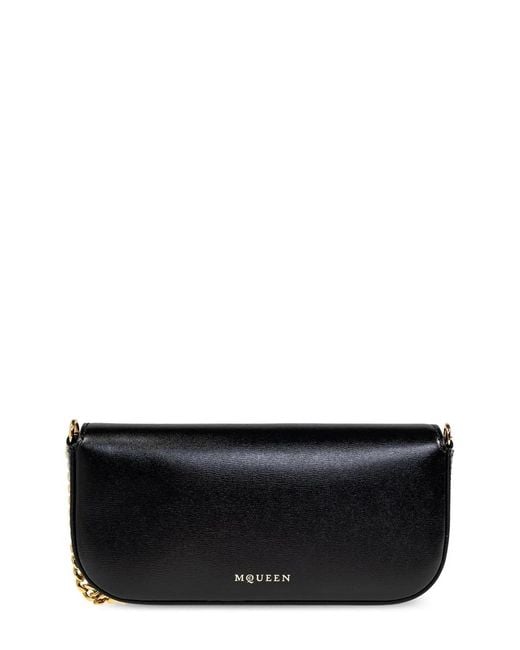 McQueen Black Calf Skin Crossbody Bags