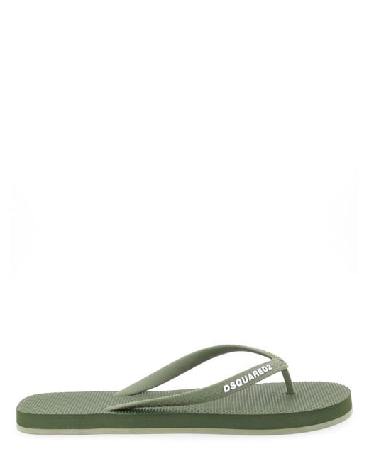 DSquared² Green Flip Plop Slipper With Logo for men
