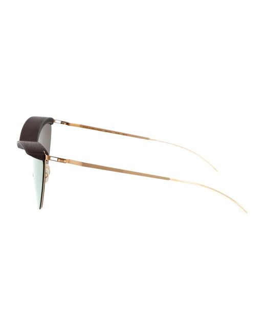Mykita Brown Mh8 Ebony Champagne Champagne Shield Metal Sunglasses
