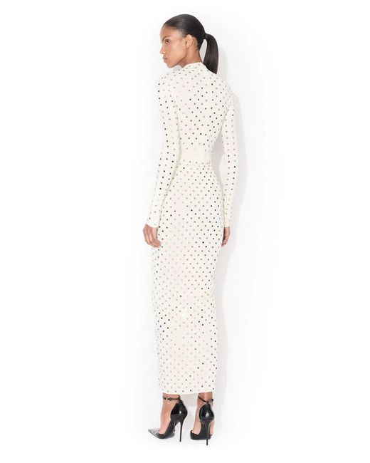 Alaïa White Alaia Draped Fluid Strass Jersey Dress