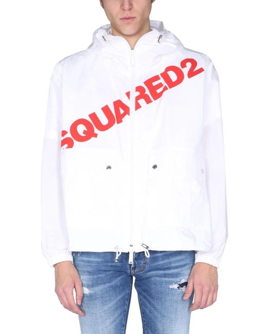 DSquared² White Jacket With Logo Print for men