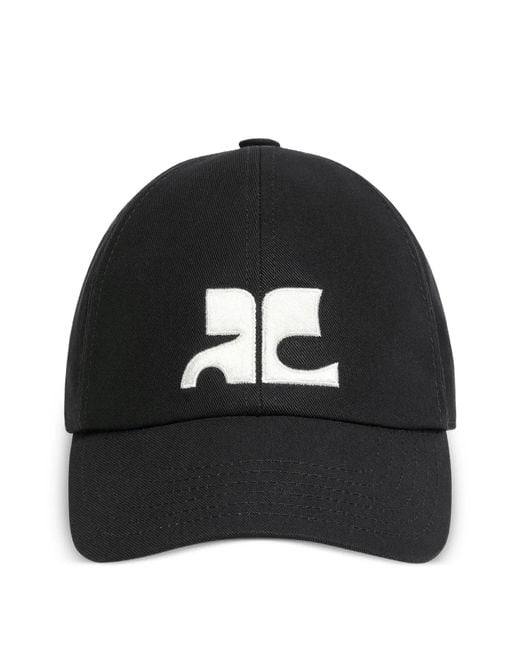 Courreges Black Courregès Ac Logo Cotton Cap