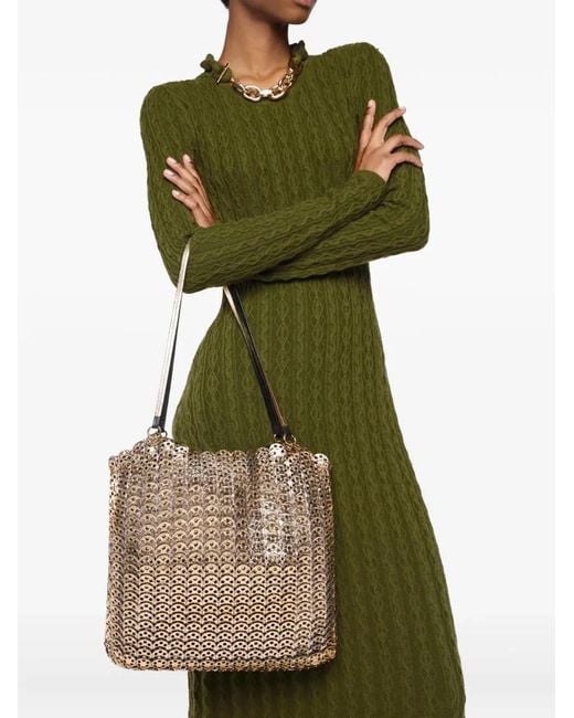 Rabanne Green 1969 Flip Leather Tote Bag