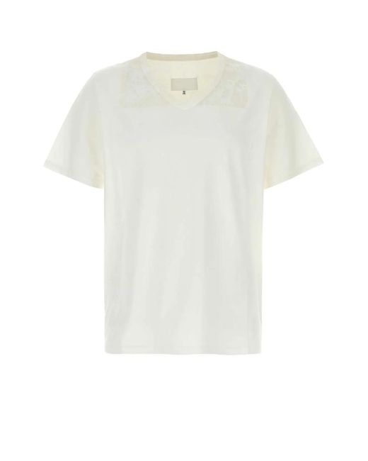 Maison Margiela White V-Neck Wax T-Shirt for men