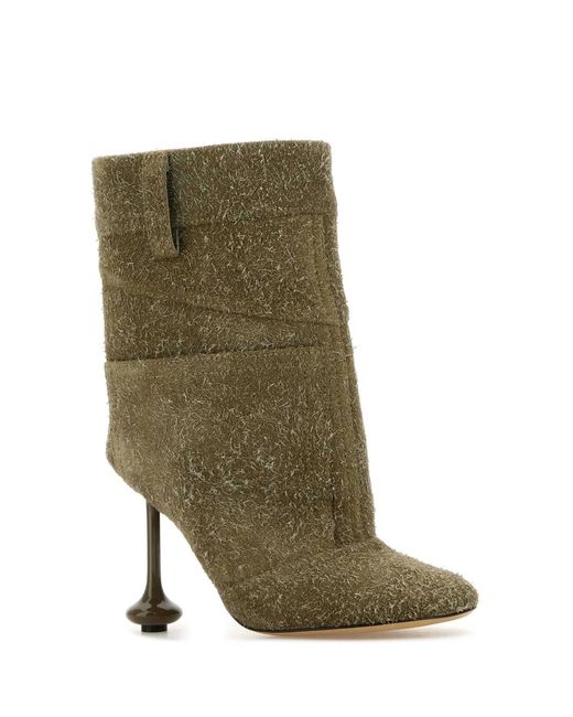 Loewe Green Khaki Suede Toy Panta Ankle Boots