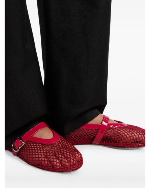 Alaïa Purple Alaia Fishnet Buckled Ballet Flats