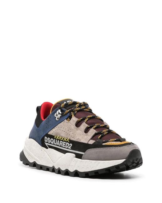 DSquared² Blue Luxe Colour Block Leather Sneakers for men
