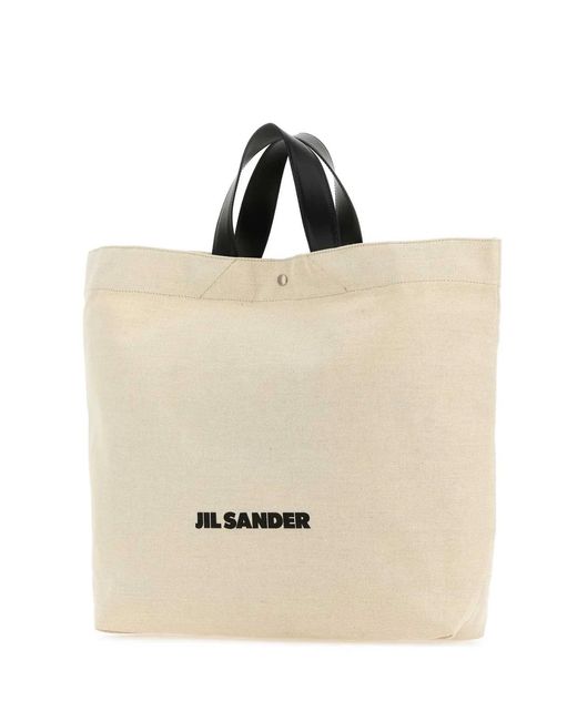 Jil Sander Natural Sand Canvas Flat Shopping Bag