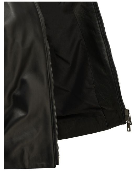 Semler Black Cow Nappa Leather Polyester Leather Jacket