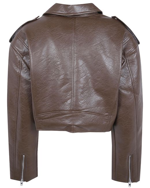 Frankie Shop Gray "Daphne" Cropped Biker Jacket
