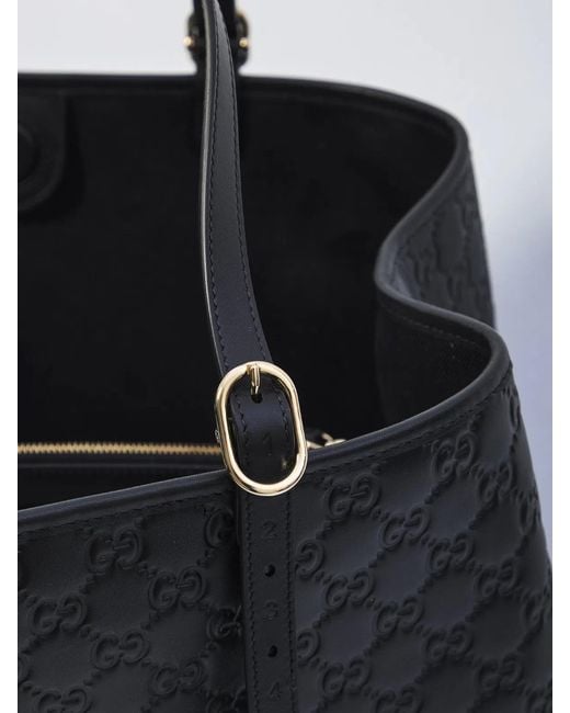 Gucci Black Gg Emblem Large Shopping Bag