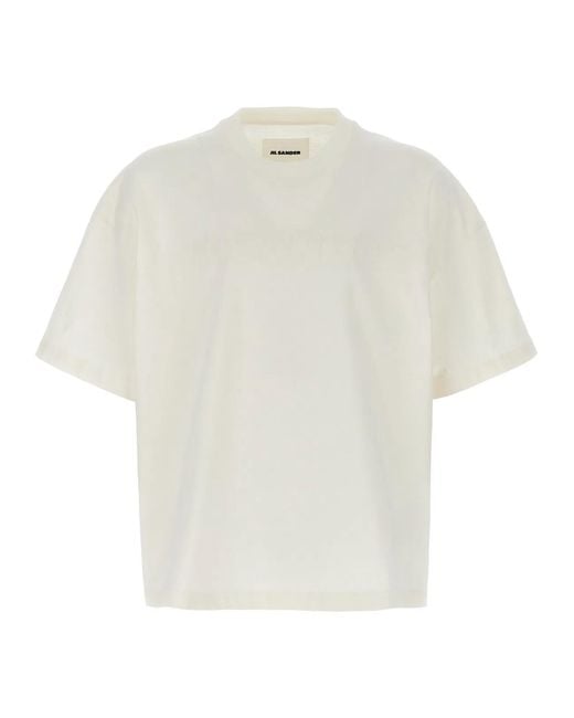 Jil Sander White Logo Print T-Shirt for men