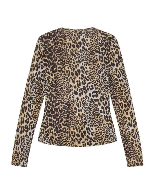 Ganni Brown Leopard Print Top
