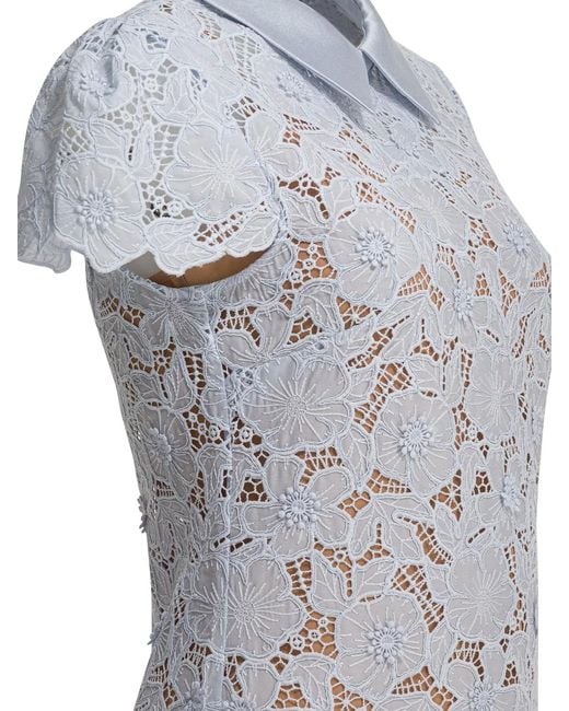 Self-Portrait Gray Guipure Lace Mini Dress