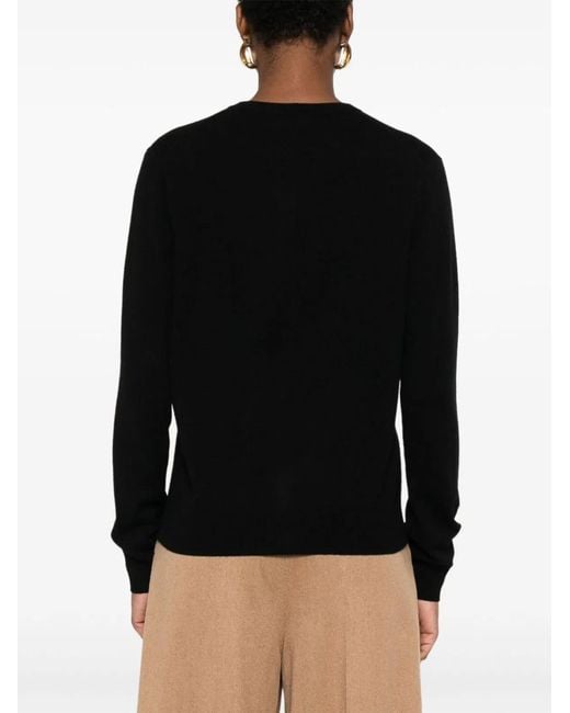 Soft Goat Black Buttoned Crew Neck Sweater