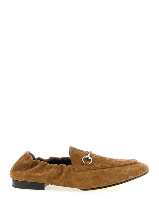Gucci Brown Gg Suede Loafers