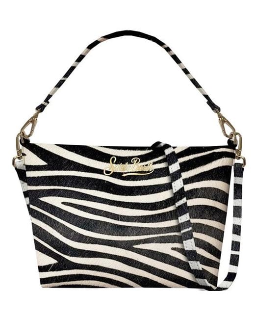 Mc2 Saint Barth Black Zebra Print Top Bag