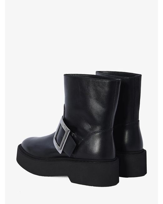 Roger Vivier Black Viv Rangers High Met Bikers Bootie
